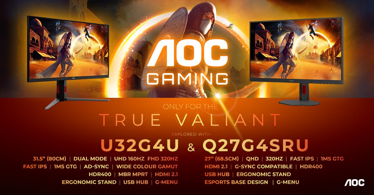 AGON by AOC prezentuje dwa nowe monitory z serii AOC GAMING - Q27G4SRU oraz U32G4U